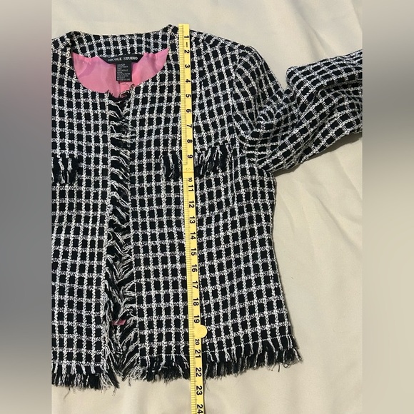 Vintage Nicole Studio Black & White Checkered Blazer - Size 12P - Picture 8 of 9